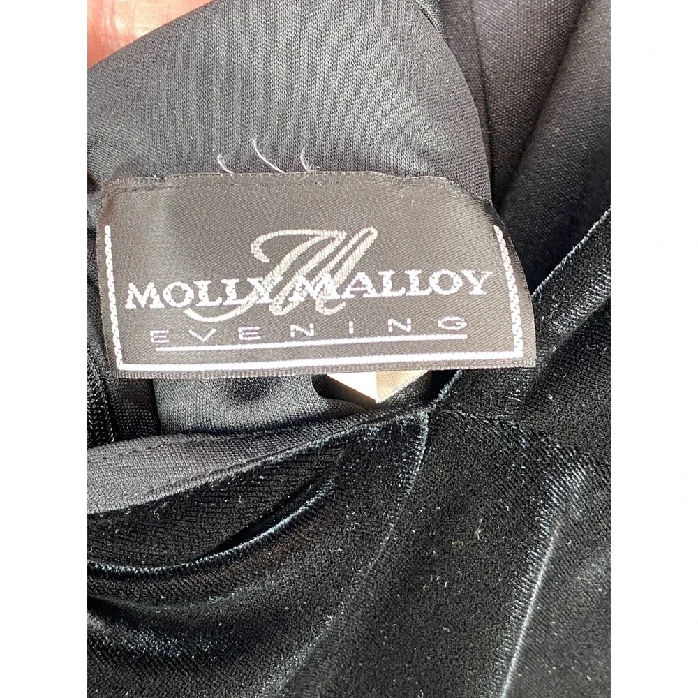 Molly Malloy Evening Dress 12 Black Velvet Sleeveless Open Back Vintage USA Made